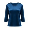 thumbnail image 4 of Women T-Shirt Carnival Clothes For Fashion Velvet Short Sleeve T Shirt Soft Casual Basic Top For Fall And Winter Comfort Wear Blue M, 4 of 8