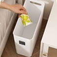thumbnail image 4 of 10L Narrow Slim Trash Can for Kitchen Bedroom Bathroom, 5.2 Inch Wide Small Garbage Bin with Handle, Space-Saving Waste Basket for Tight Spaces, White, 4 of 6