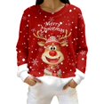 thumbnail image 3 of Festive Print Cozy Flannel Pullover Sweater For Casual Long Sleeve Crewneck Holiday Top Soft Warm Winter Knitwear, 3 of 5