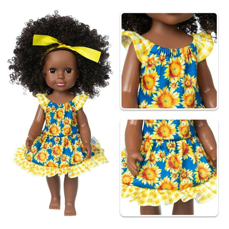 Fashion 1/6 Black Doll Afro Thick Lips Joints Move Ethnic Clothes