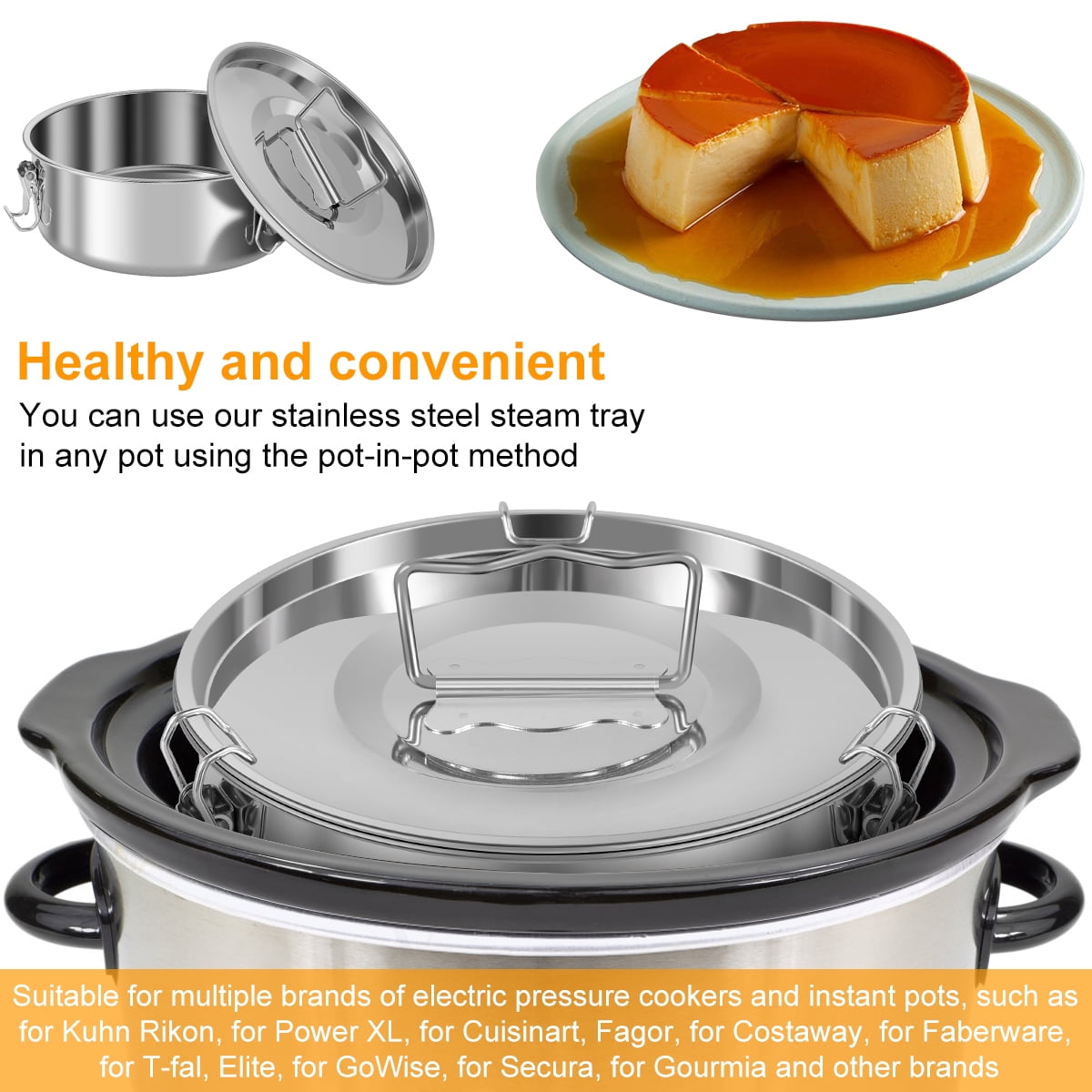 Rzvnmko Stainless Steel Flan Mold 1.5QT,Flan Pan for Instant Pot 6-8QT,Mexican Design Flanera Flan Maker,Flan Pan,Moldes para Flan - Flaneras Moldes con Tapa