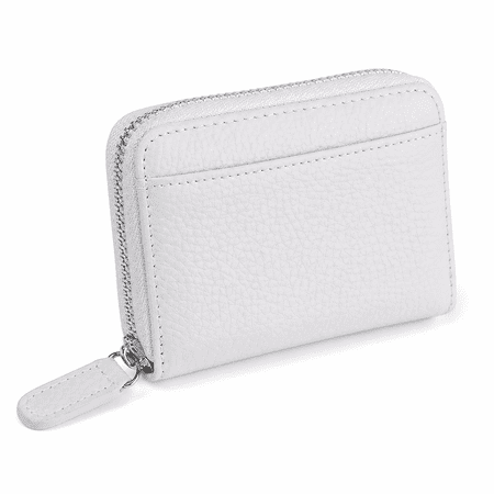 Leather Wallet Card Case Slim Zipper Card Holder with RFID Blocking Protection Multi Slot Credit Card Organizer for Men Women Travel and Daily Carry