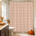 thumbnail image 2 of Peach Pink Plaid Shower Curtain, Waterproof Shower Curtains for Bathroom, Gingham Checked Minimalist Modern Washable Fabric Bathtub Curtain Set Bath Decor with 12 Hooks 48"x72", 2 of 8
