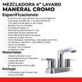 thumbnail image 3 of Llave Mezcladora URREA 12CL Acero Inoxidable para Baño, 3 of 6