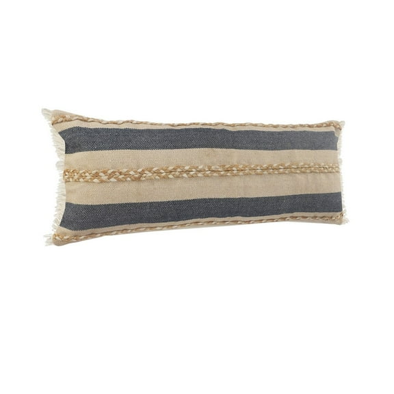 Birch Harbor Daniel 14" x 36" Denim/Tan Striped Adult Decorative Lumbar Throw Pillow
