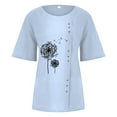 thumbnail image 5 of T Shirts For Women Womens Tops Cotton Linen Shirts Summer Casual Short Sleeve Blouse Oversized Loose Tops, 5 of 6
