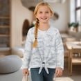 thumbnail image 4 of Xixirimido White Camo Pattern Girls Casual T-Shirt Crew Neck Tunic Tops Long Sleeve Loose Fit Soft Blouse Tie-hem Tees for Fall Winter, Size 9-10, 4 of 7