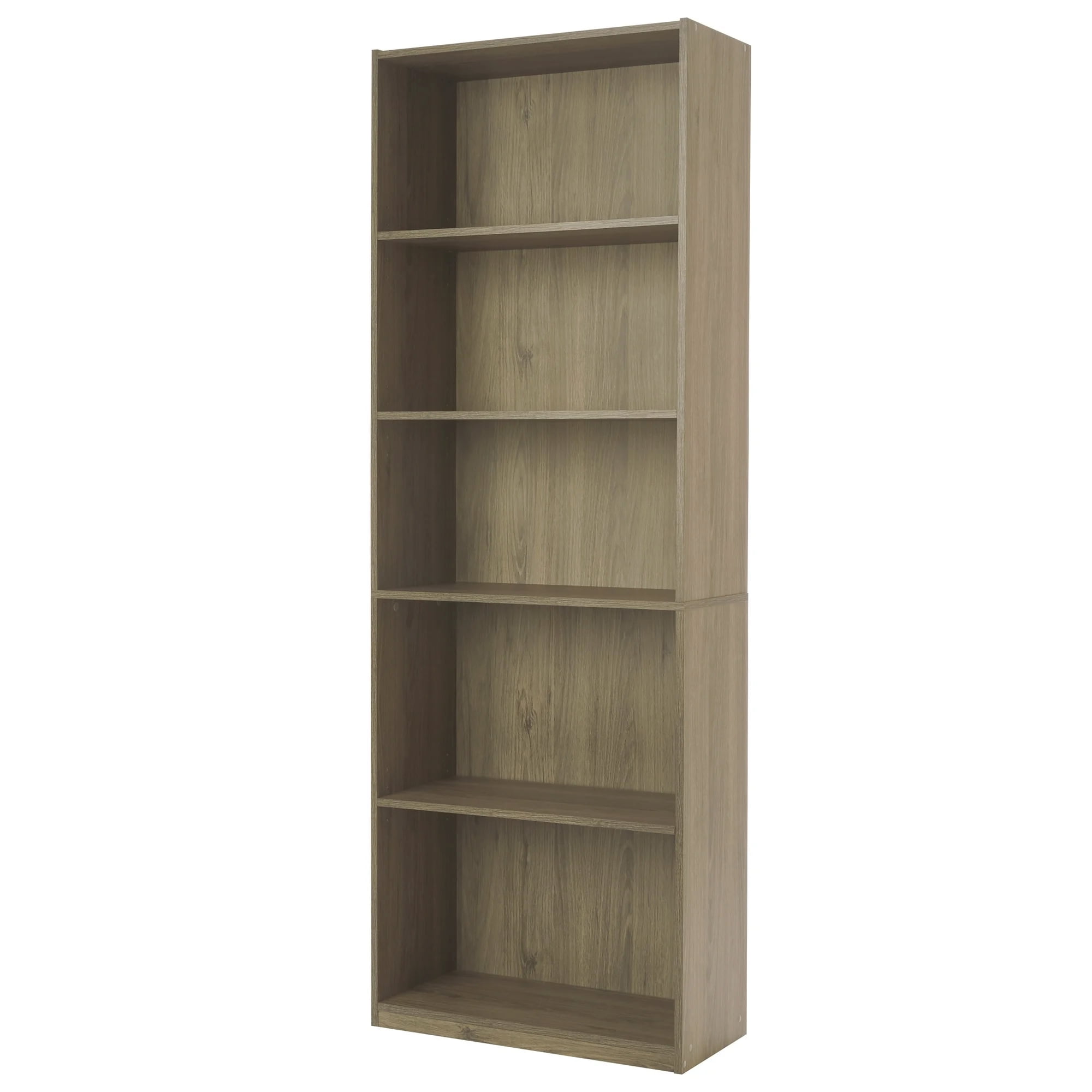 Mainstays 5-Shelf Bookcase with Adjustable Shelves, Rustic Oak