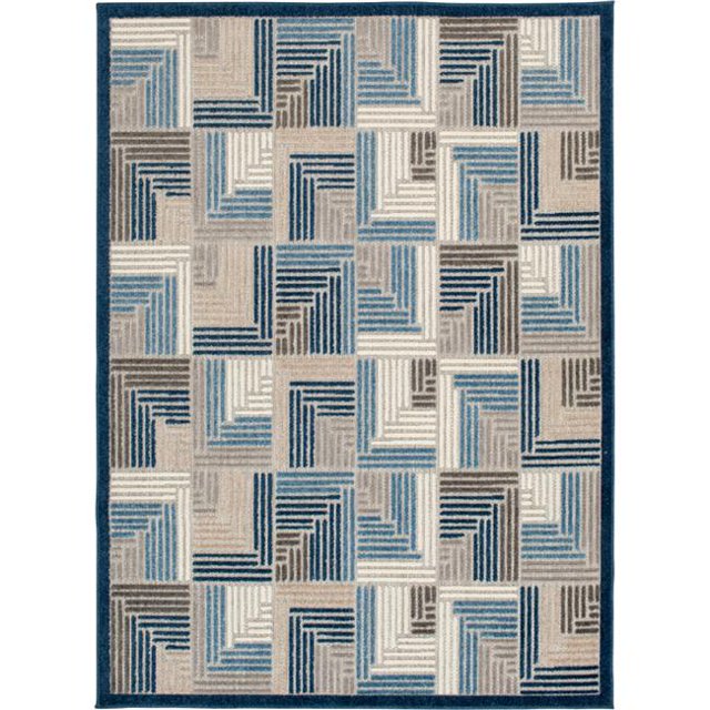 Central Oriental 1654.61.51EC 5 ft. 3 in. x 7 ft. Tribal Polypropylene Winlynns Rectangle Area Rug, Grey & Red