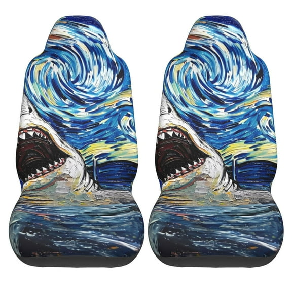Haiem Vintage Starry Sky Shark Printed Car Seat Covers Set of 2, Universal Fit Car Seat Covers,Protective Seat Covers,Comfortable Car Seat Covers, Easy Installation Seat Covers