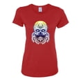 thumbnail image 2 of Retro Mosaic Style Floral Trippy Skulls Fashion Womens Graphic T-Shirt, Red, Large, 2 of 4