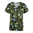 thumbnail image 4 of Kctiaxy Black Scrub Tops Fashionable Print Graphic Nursing Scrubs Casual Short Sleeve V Neck T Shirts for Women with Pockets L, 4 of 4
