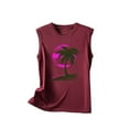 thumbnail image 4 of Titcea Tank Top for Women Palm Tree Printed Round Neck Sleeveless Graphic Tees Hawaiian Beach Holiday Summer Casual T Shirts, 4 of 5