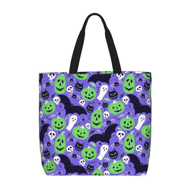 Fotbe Cute Halloween Bolsa Tote con Estampado para Mujer, Bolsos con Cremallera, Bolsa de Hombro Casual de Gran Capacidad con Bolsillos Internos