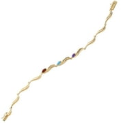 Personalized Planet Family Sterling Silver or 14K Gold over Silver Marquise Birthstone & Name Bracelet