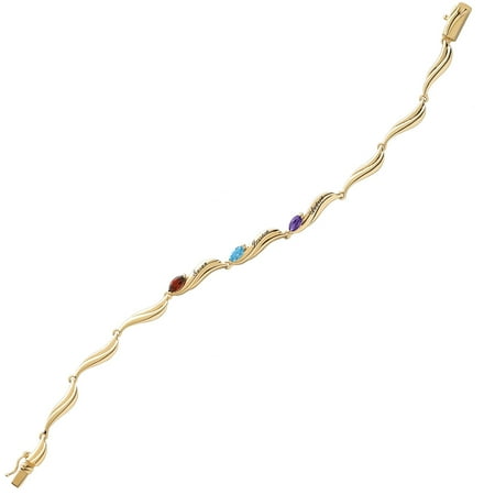 Personalized Planet Family Sterling Silver or 14K Gold over Silver Marquise Birthstone & Name Bracelet