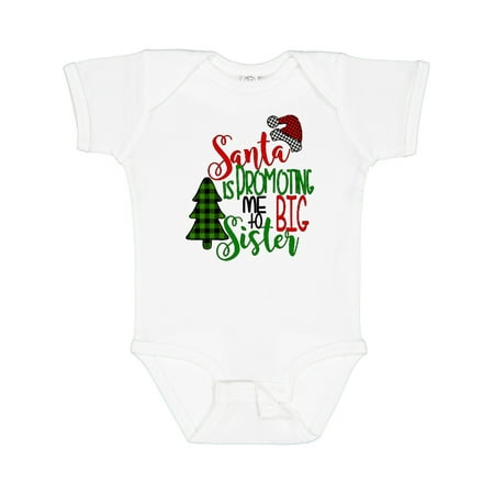 

Inktastic Santa is Promoting Me to Big Sister Green Plaid Tree Gift Baby Girl Bodysuit