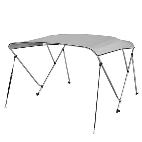 SereneLife 3 Bow Bimini Top - 2 Straps and 2 Rear Support Poles with Marine-Grade 600D Polyester Canvas (Gray)