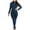 Blue, variant on BLTIBY Women's Vintage Denim Jumpsuit Solid Colour Stretch Skinny Jeans Jumpsuits Long Sleeve Button Down Romper One Piece with Pockets Blue 3XL