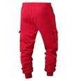 thumbnail image 5 of ZHUGeLI Mens Joggers with Pockets Casual Fashion Thickened Warmth Sport Pocket Elastic Solid Color Elastic Waist Jogger Pants Red L, 5 of 6