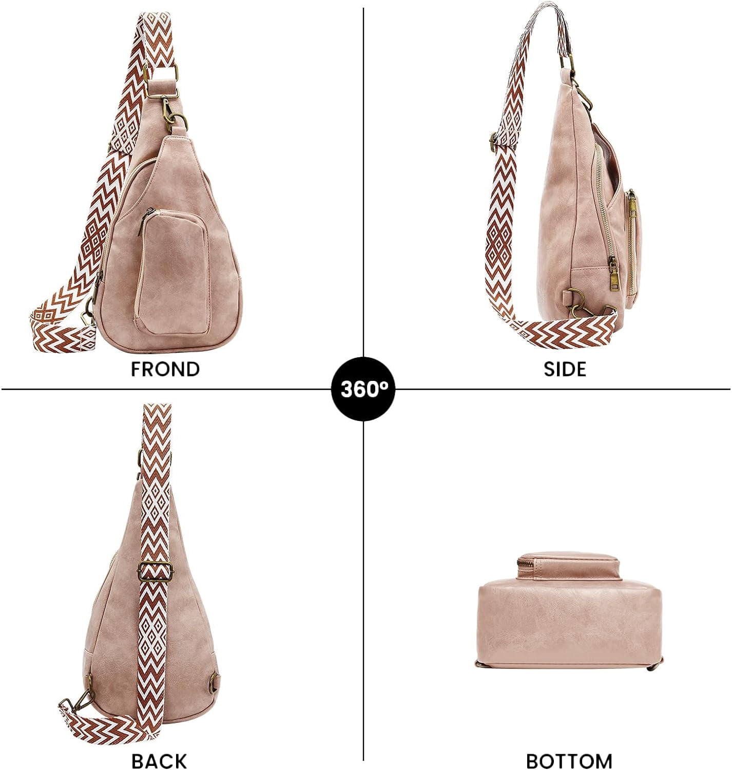 Sling Bag for Women Crossbody, PU Leather Small Sling bags Sling Chest Shoulder Backpack for Traveling Hiking