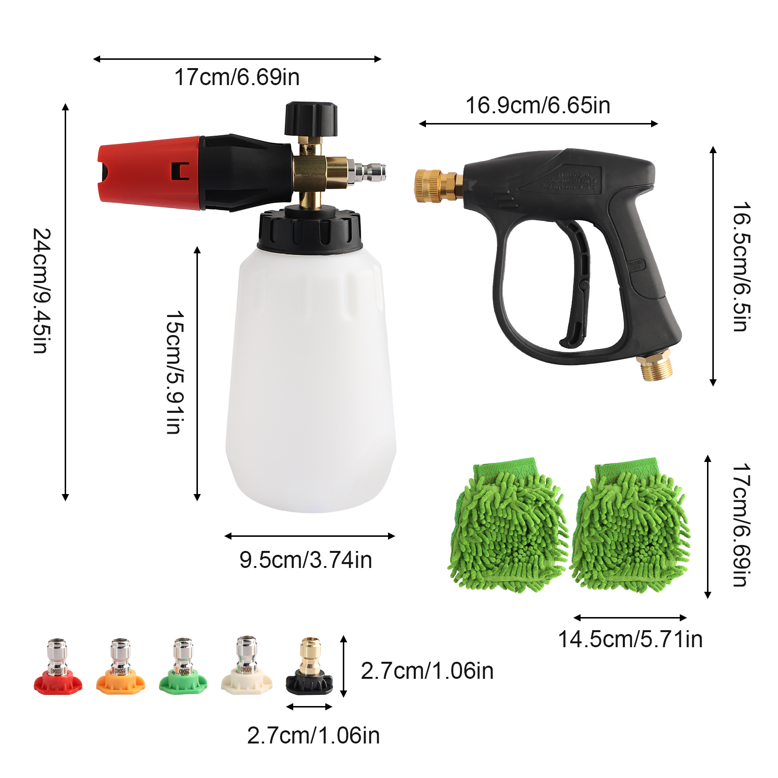 Audessy Pressure Washer Gun with Foam Cannon, 1 L Snow Foam Lance with 1/4 Inch Quick Connector, Foam Blaster with Pressure Washer Gun