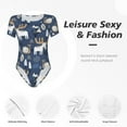 thumbnail image 6 of Daiia Forest Elk print Women's Crew Neck Short Sleeve Bodysuit Fashion Tops Fit Casual Basic Extender Bodysuit-XX-Large, 6 of 9