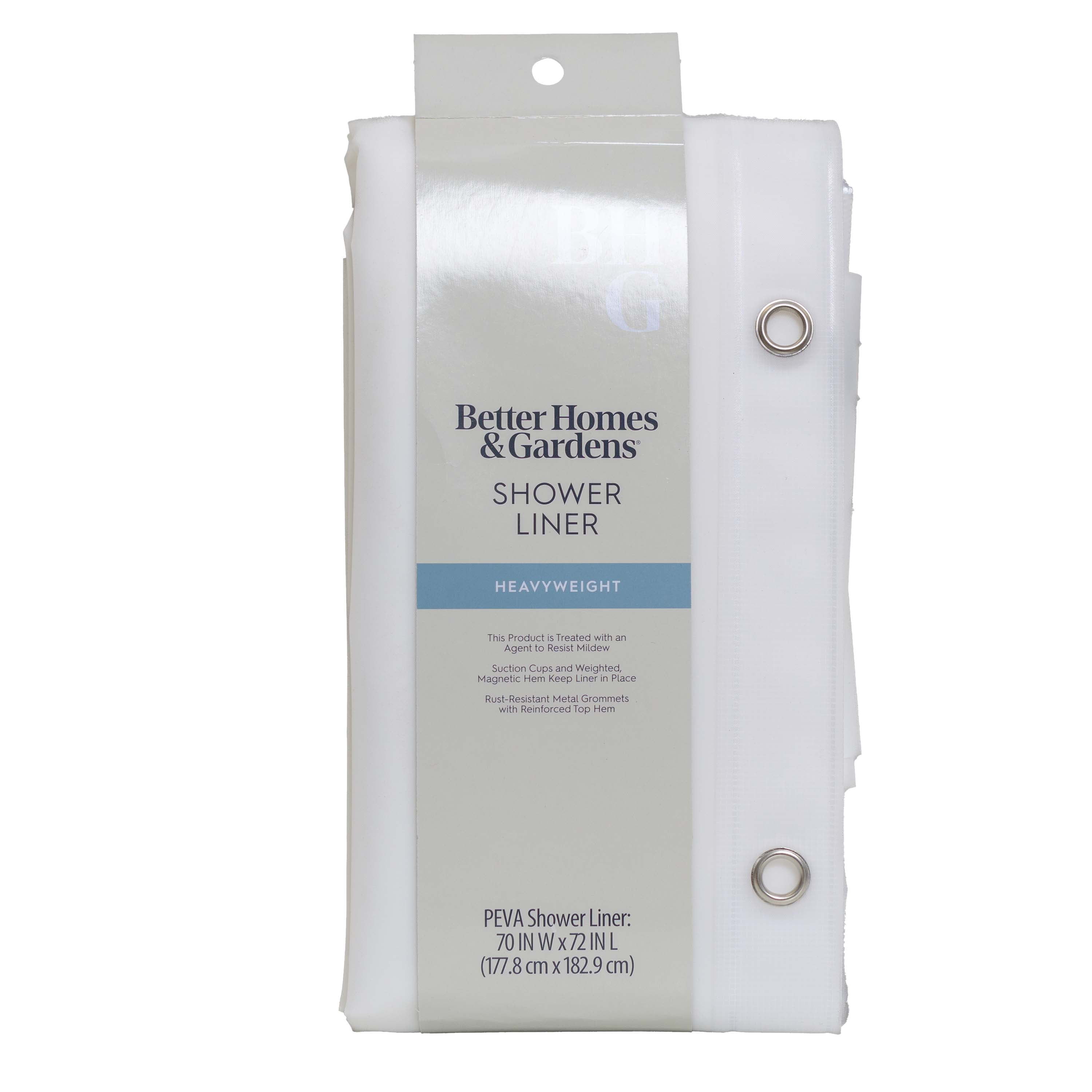 Better Homes & Gardens Heavyweight PEVA Shower Liner, 70" W x 72" H, Frosty