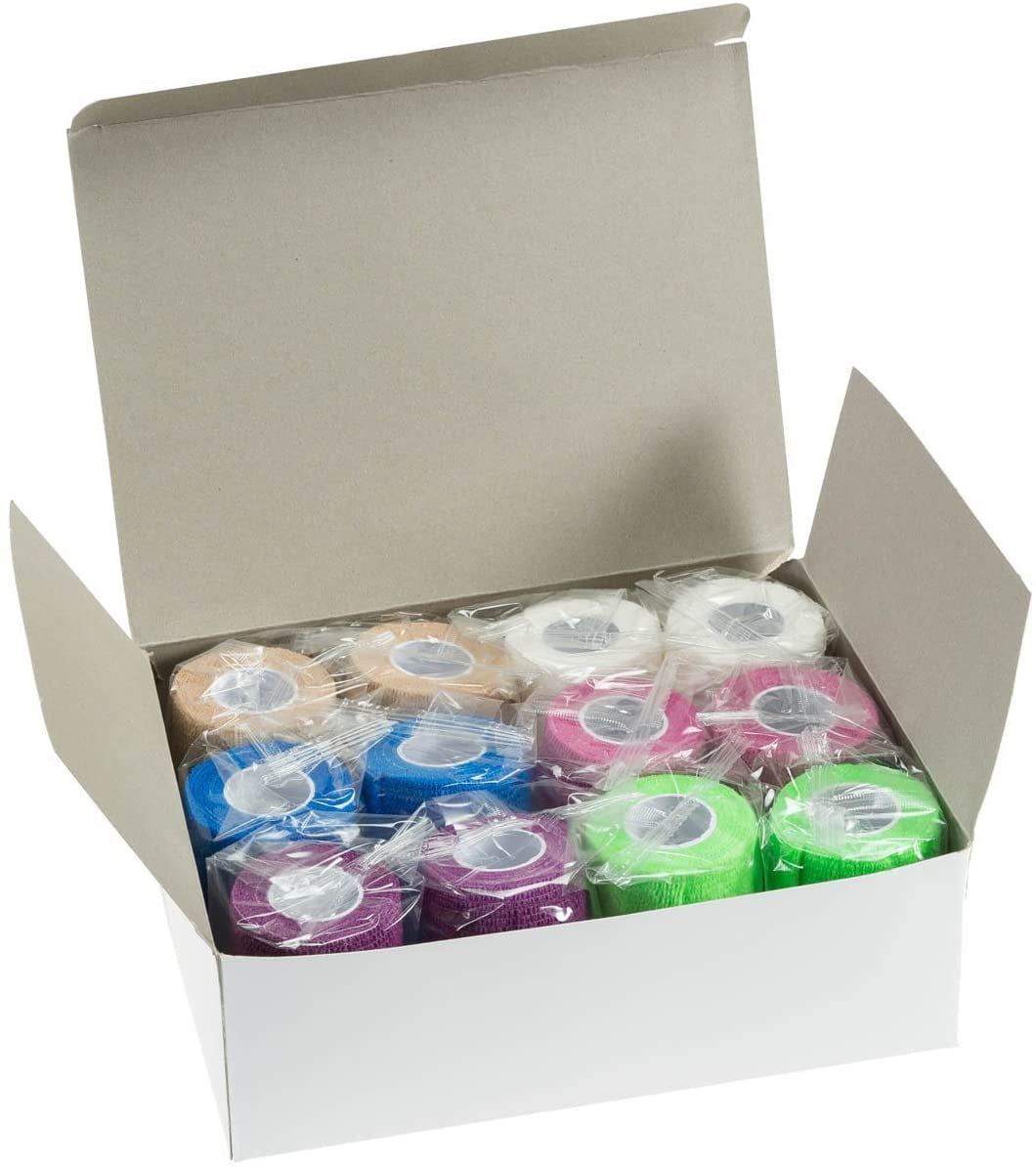 MEDca 3"x5 Yards Self-Adherent Cohesive Wrap Bandages, 12 Count, Strong Elastic