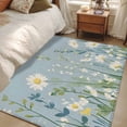 thumbnail image 4 of 3'x5' Area Rugs, Botanical Blue Green Indoor Outdoor Area Rug for Living Room Bedroom, Spring Pastoral Daisy Leaf on Linen Washable Bathroom Rugs Kitchen Floor Carpet Mats Home Decor Aesthetic, 4 of 8