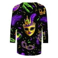 thumbnail image 5 of Yxbdin Mardi Gras Shirts for Women Festival Plus Size 3/4 Length Sleeve T Shirts Holiday Carnival Fancy Mask Tee Tuesday Paty Crew Neck Tops Black XL, 5 of 5