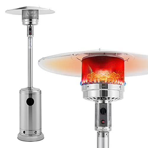 Kezato 46 000 Btu Stainless Steel Propane Outdoor Patio Heater With Cover And Wheels For Residential Or Commercial Use Com - Outdoor Propane Patio Heater Cover