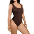 thumbnail image 3 of Sleeveless Seamless Sculpting Thong Bodysuit for Women Tummy Control Shapewear Brown shaper body suit(Brown, XL), 3 of 7