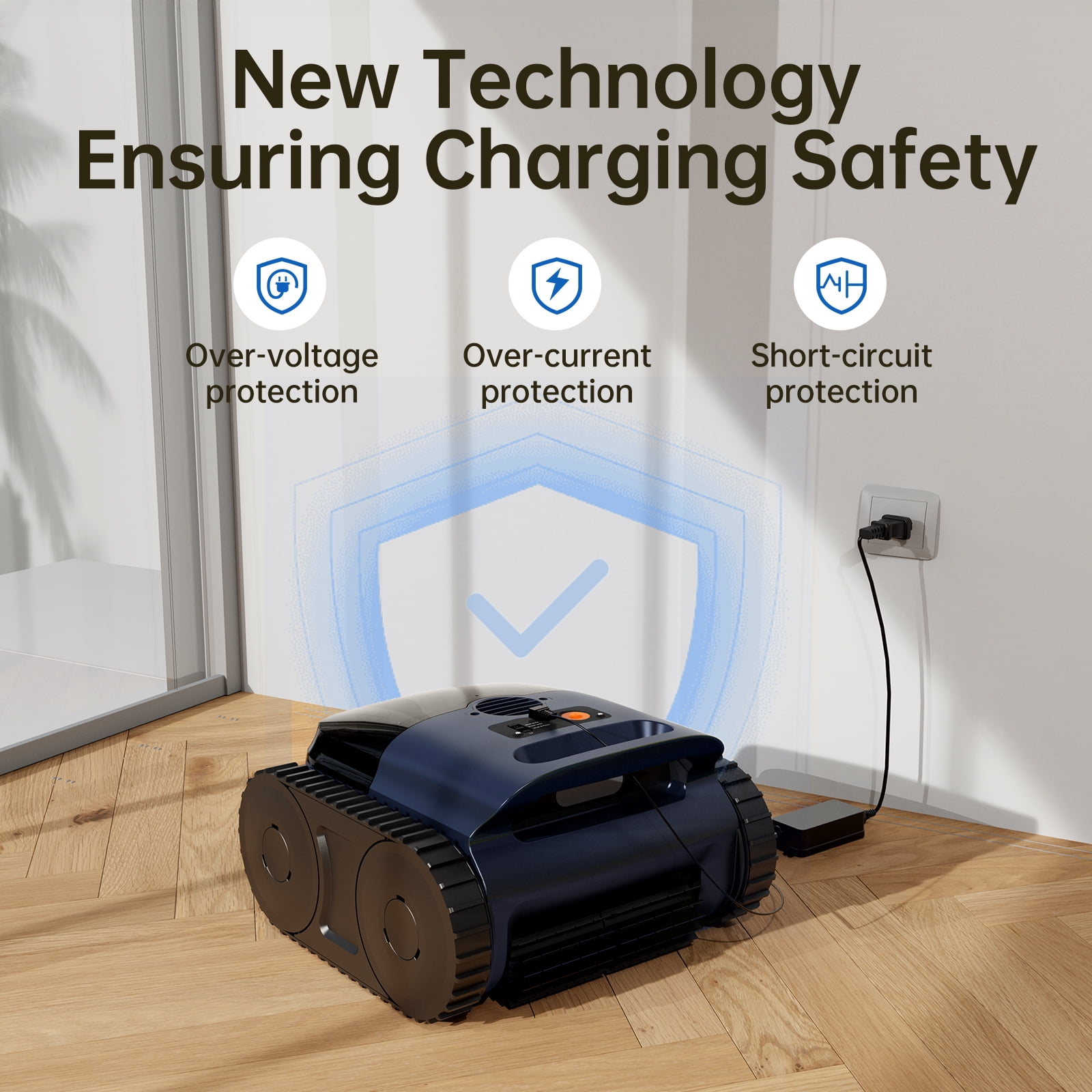Cordless Robotic Pool Cleaner : Wall Floor Waterline Cleaning 180W Powerful Suction Last 150 Mins up to 2,050 Sq.ft for Inground Pool