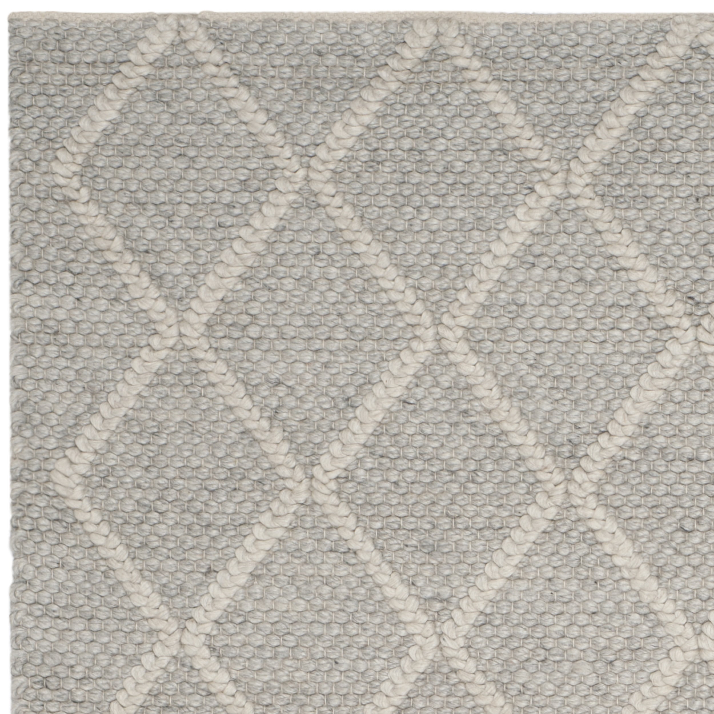 SAFAVIEH Natura Tracery Geometric Diamonds Wool Area Rug, Silver/Ivory, 6' x 9'