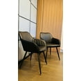 thumbnail image 2 of KOSSMAI Set of 2 Faux Leather Upholstered Tufted Stitching Arm Dining Side Chair with Metal Adjustable Legs for Dining Room, Living Room, Study Room,Black, 2 of 8