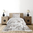 thumbnail image 3 of Ambesonne Black White Quilted Coverlet 2 Pcs, Dinosaurs Skeleton, Twin Size, Dark Brown White, 3 of 5