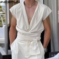 thumbnail image 5 of INCERUN Tops 2024 estilo americano para hombre, diseño deconstructivo, chalecos retorcidos, ropa de calle informal, camisetas sin mangas sólidas para hombre, todo en uno, tallas S-5XL, 5 of 5
