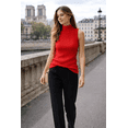 thumbnail image 3 of Socal Look Women's Sleeveless Turtleneck Sweater Top in Stretchable Viscose Blend Bright Red, M, 3 of 6