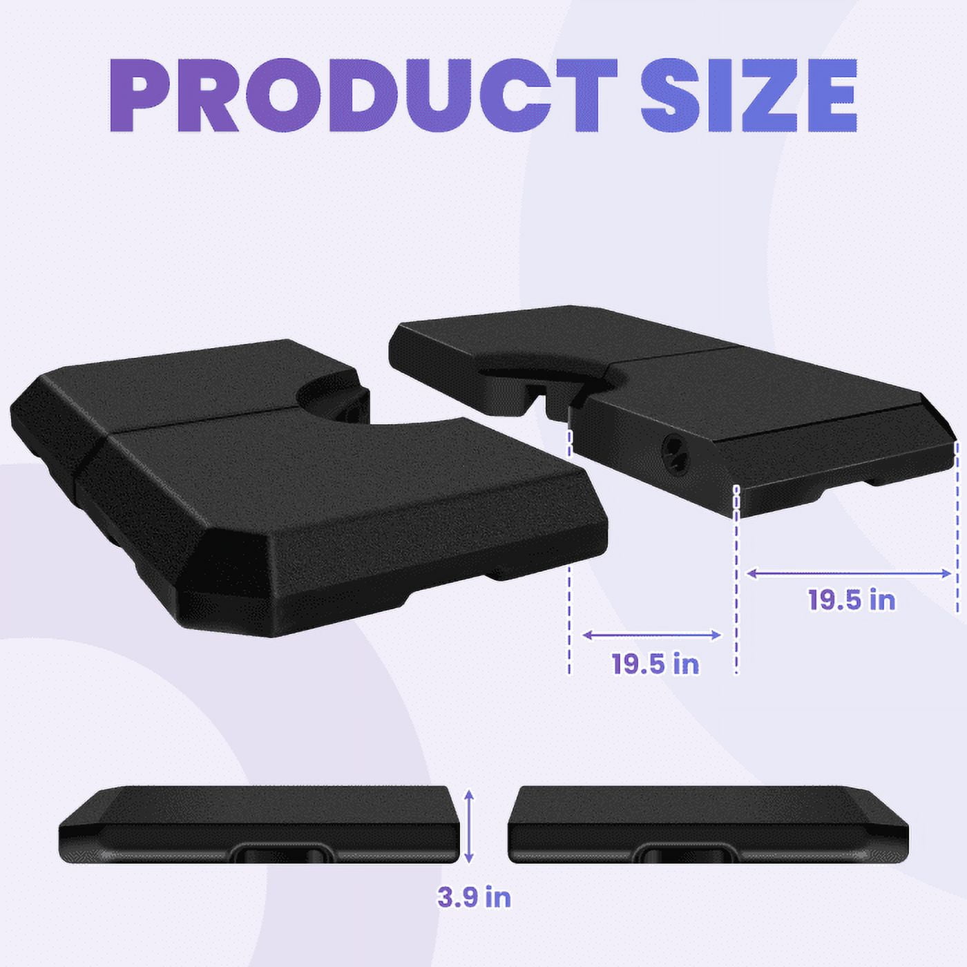 Low-Profile Umbrella Weight Stand, 22lb HDPE Plates Outdoor Shade Base, Water/Sand Ballast, for Compact Patio, Balcony​