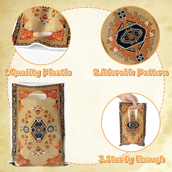 Grobro7 50Pack Bohemian Party Favor Bags,Rectangular Gift Bags for Mexican Festival Baby Shower, Birthday & Wedding Decor