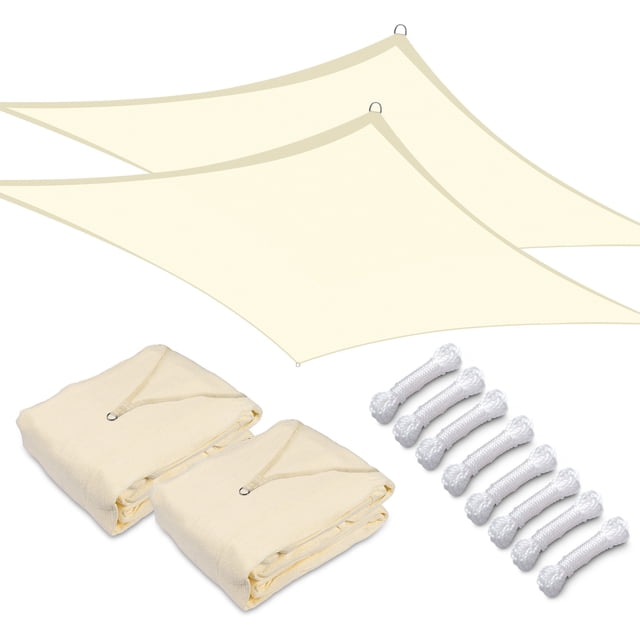 Yescom 2 Pack 13x10 Ft 97% UV Block Rectangle Sun Shade Sail HDPE Canopy Cover Net Lawn
