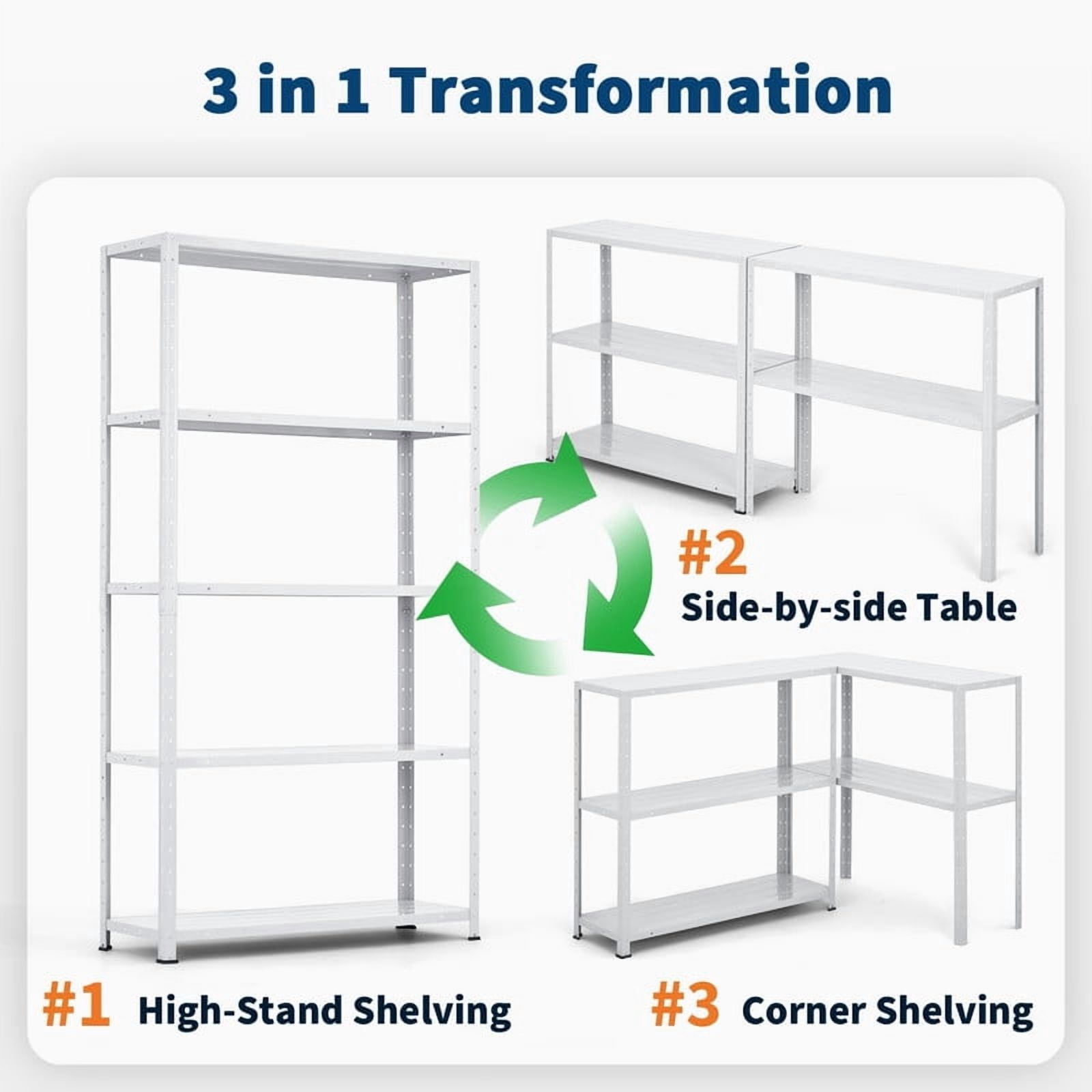 Metal Storage Shelves Adjustable 5-Tier Heavy-Duty (68″H × 35″W × 12″D)