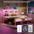 thumbnail image 5 of Bestier LED King Size Bedframe with Headboard, Sturdy Metal Platform Bed with 3 Level Adjustable Height  & Reversible Charging Station, Gold, 5 of 10