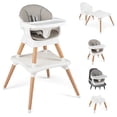 thumbnail image 1 of Costway 9-in-1 Kids Table & Chair Set with Solid Wood Legs, Removable Dishwasher-Safe Tray Gray + White, 1 of 10