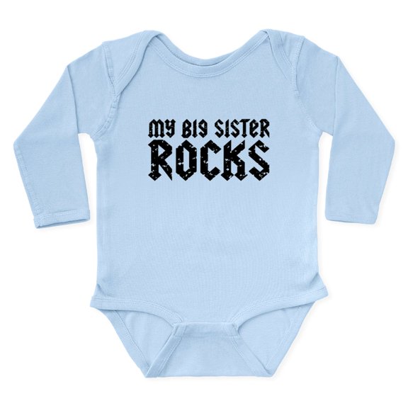 CafePress - My Big Sister Rocks Body Suit - Long Sleeve Cotton Baby Bodysuit
