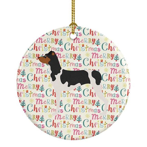 Brazilian Terrier Merry Christmas Ceramic Ornament 2.8 in x 2.8 in