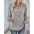 thumbnail image 4 of Sudadera con Capucha Extragrande de Otoño para Mujer, con Cuello en V y Larga. Gris L, 4 of 8