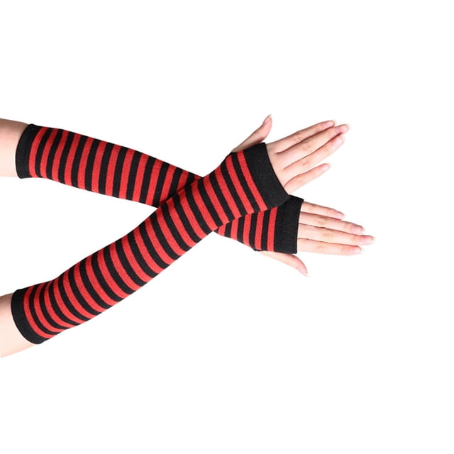 Matsuzay 1 par de guantes sin dedos para niña, guantes de punto cómodos de estilo Simple, cubiertas de brazo para niñas, cubierta de mano para al Suministros térmicos Negro, Vino Tinto Matsuzay HA059148-11