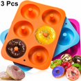 thumbnail image 1 of 3x 6-piece silicone donut baking pan donuts baking pan baking cups baking aid muffin pan, 1 of 4